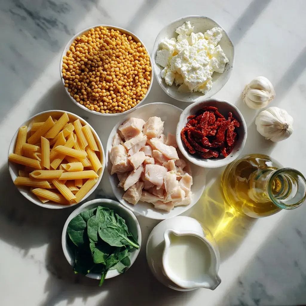 A household blender on a kitchen counter blending cottage cheese, parmesan, garlic and milk into a smooth creamy sauce for high protein pasta