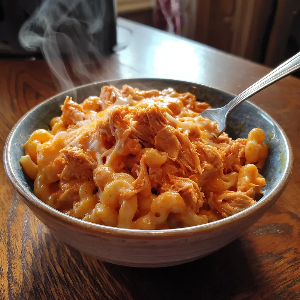 High protein chicken recipes — buffalo chicken mac and cheese with 40g protein per serving