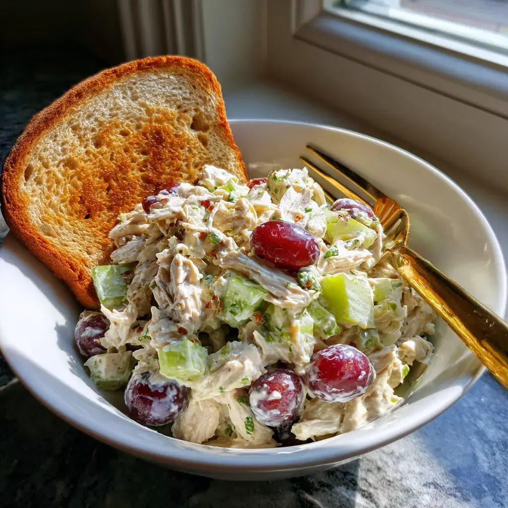 High protein chicken recipes — creamy chicken salad with 35g protein in 10 minutes