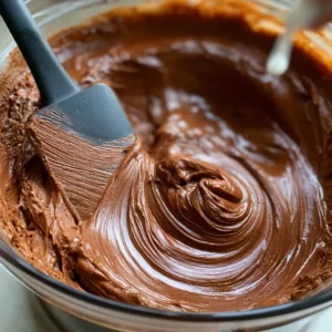 Smooth, fluffy high protein chocolate mousse in a food processor after blending