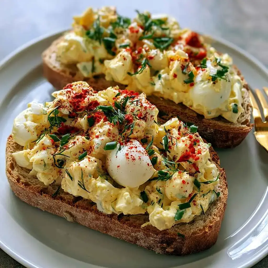 High Protein Salads Recipe 1 : salad made with Greek yogurt served on toast
